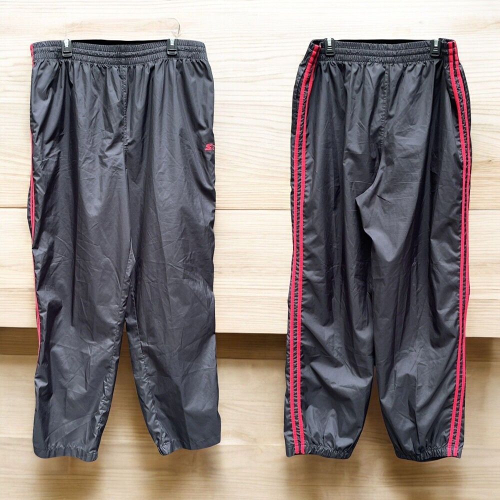 Vintage Starter Track Pants Mens XL Black tango Red Stripes Windbreaker Retro